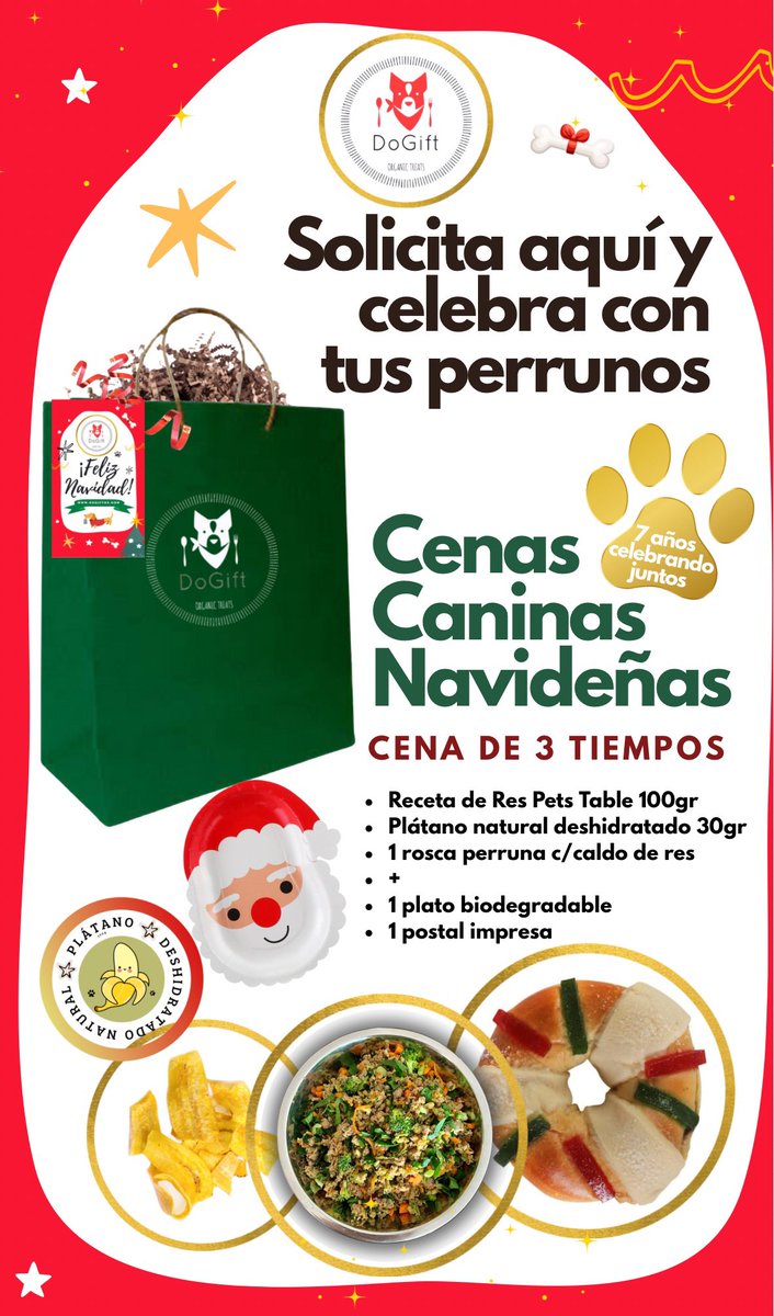 dogiftmx's tweet image. ✨🐶 Cena Navideña DoGift 2025! diseñada especialmente para compartir las fiestas con tu mejor amigo 🐾 
.
📅 Pedidos hasta el 23 de diciembre
📲 WhatsApp: wa.me/525539000938
🛒 Tienda Online dogiftmx.com/productos/cena…
🚚 Entrega en Narvarte o a domicilio
.
#CenaNavideñaCanina