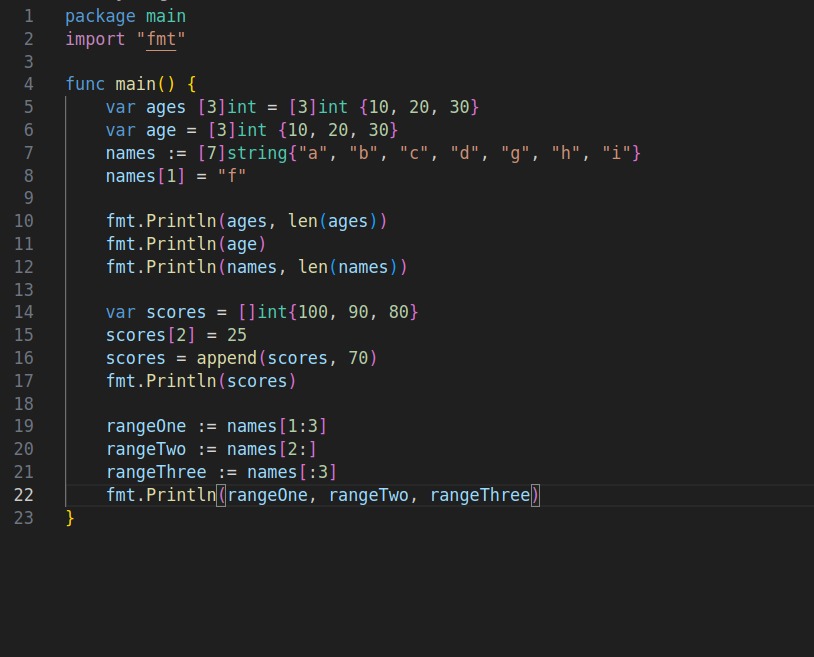 anjana_a_'s tweet image. Day 2 of #golang
✨array and for loop today! 

&amp;gt; arrays are fixed size
&amp;gt; slices - dynamic
&amp;gt; for - the only loop in Go
&amp;gt; if - doesn&apos;t need parenthesis

#golang #golangjourney