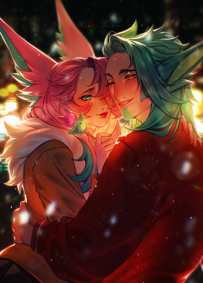 esqurell's tweet image. Warm city lights 💚🩷

#Xayah #Rakan