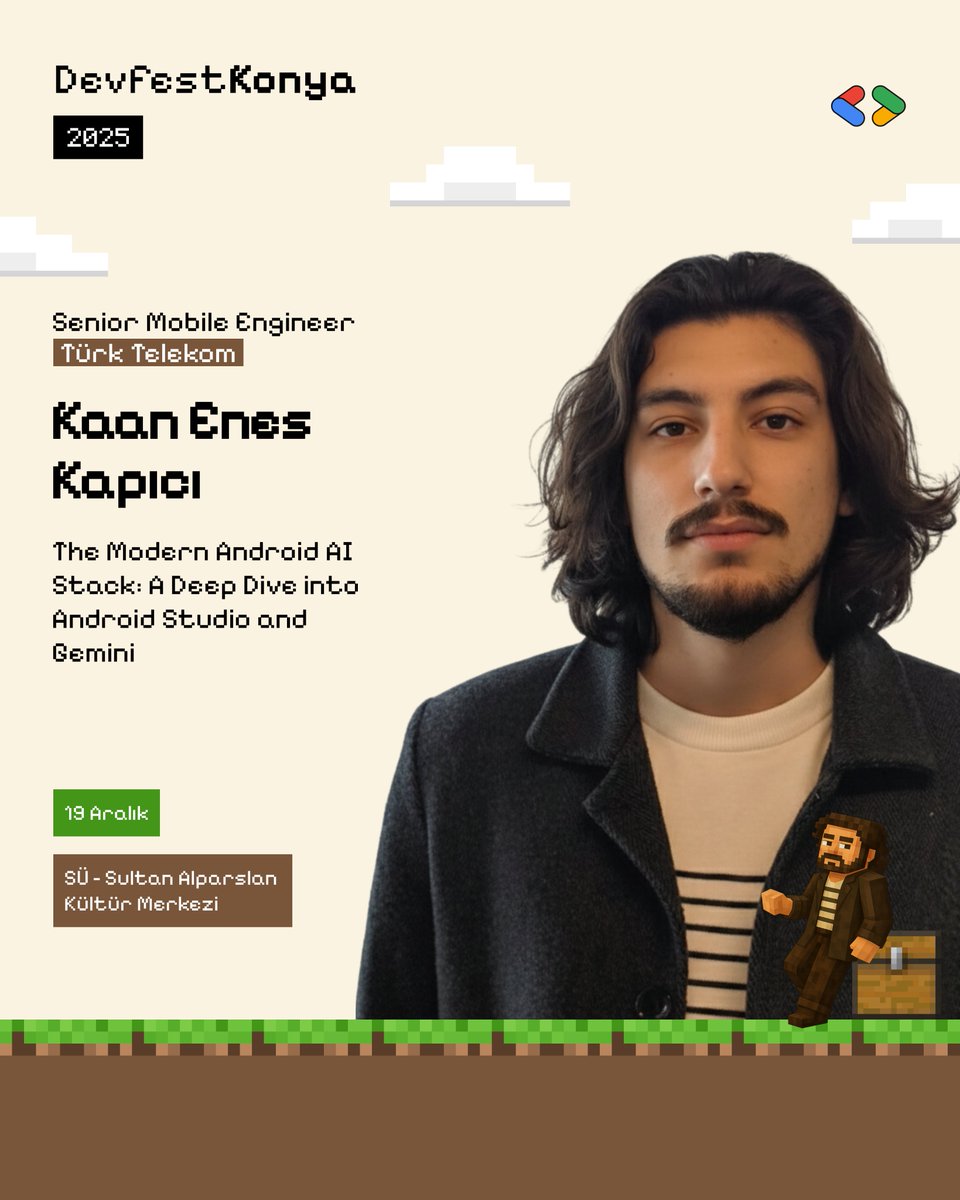 gdgcloudkonya's tweet photo. Android geliştirme dünyasının geleceğine bir adım atmaya hazır mısın?

Kaan Enes Kapıcı, "The Modern Android AI Stack: A Deep Dive into Android Studio and Gemini" adlı konuşmasıyla DevFest Konya 2025'de!

Katılım Formu : https://t.co/CVv0iQUknY

#DevFestKonya2025 https://t.co/pbwpt4PDWX