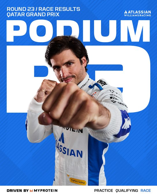 🇶🇦 🏁 #QatarGP Lap 57/57 CARLOS SAINZ IS P3

ANOTHER PODIUM WITH WILLIAMS!!!

#CarlosSainz