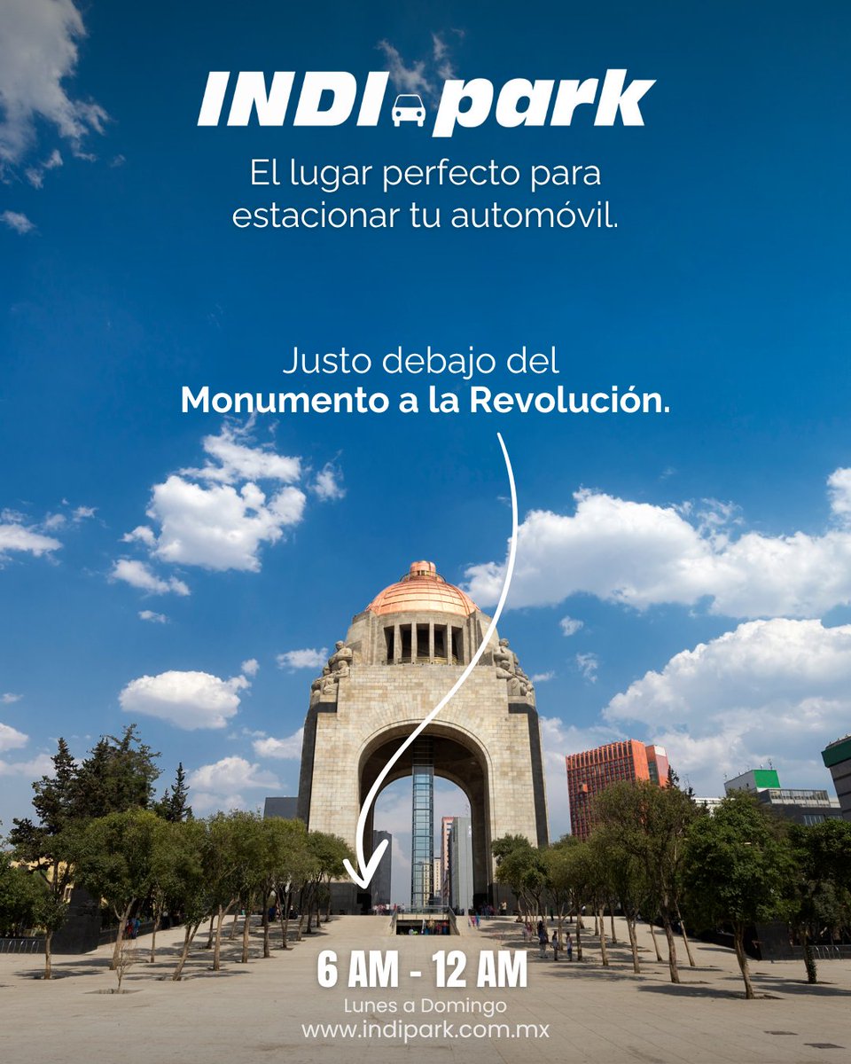 📍Ubicados justo debajo del Monumento a la Revolución, somos parte del corazón de la CDMX.
Estacionarte aquí es más que práctico, es histórico. 🏛️🚗

Tu punto de partida para disfrutar la ciudad.

#INDIPark #MonumentoALaRevolución #estacionamientoseguro #estacionamientopublico
