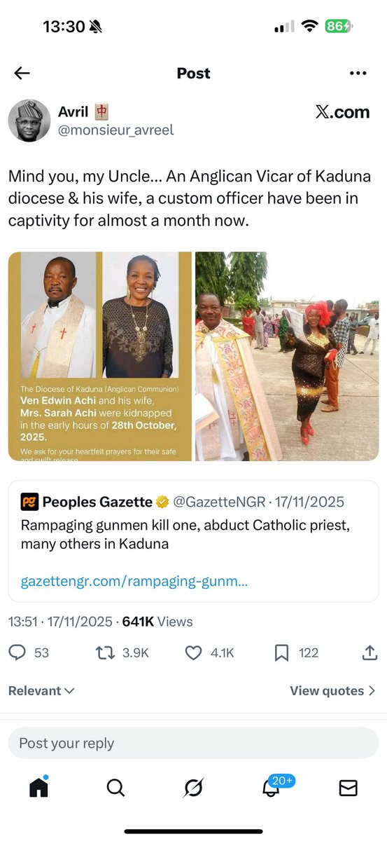 OurFavOnlineDoc's tweet image. Today is Sunday.

Please take one minute to say a prayer and to lend your voice to the wife of this christian pastor. 

They were both kidnapped 30days ago,
Her husband was slaughtered already by the barbaric Islamist terrorists. She is still in captivity. She has two little…