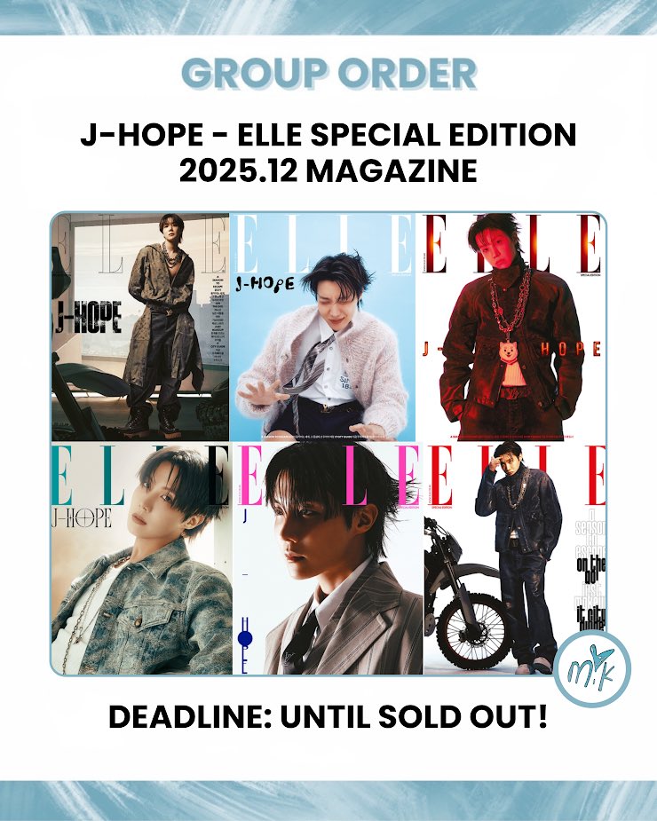 MIK_GO2's tweet image. 🇮🇹🇪🇺[#GO] #JHOPE - ELLE SPECIAL EDITION 2025.12 Magazine

💶22€

📦KR/ITA SHIPPING and CUSTOMS INCLUDED

‼️Deadline: until sold out!

😚Garanzia al 100% fino a casa vostra

🇮🇹🇬🇧Modulo da compilare/form:

forms.gle/LxXfTvCitAF8xZ…

#btsgrouporder #bts #kpopgrouporder