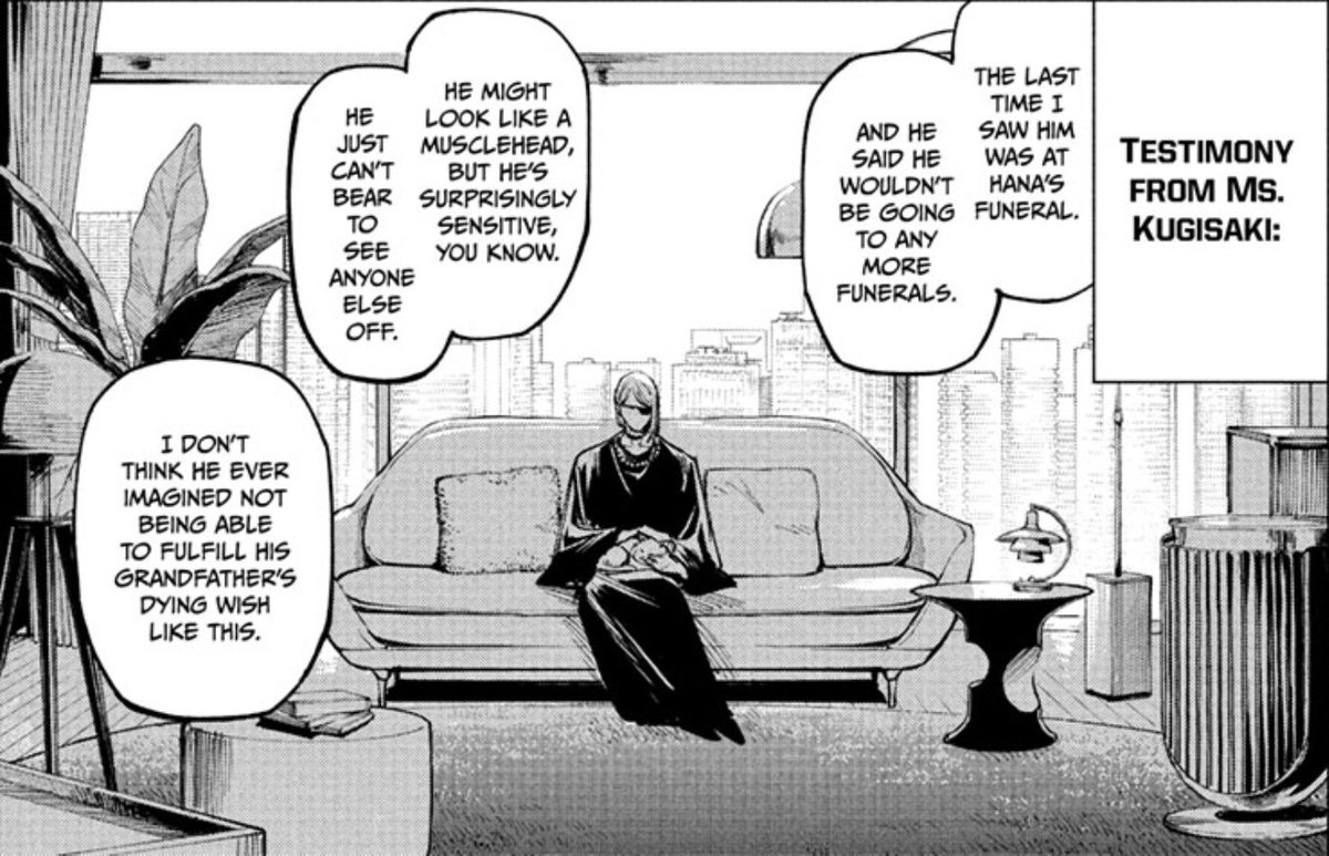 It's compelling either way but I would not put it past Nobara to be lying through her teeth lmao. She could have Yuji on speed dial &amp; just not tell them out of loyalty, if she thought it's not what Yuji wanted. They are 'accomplaces' after all..

Maybe she texted him after that