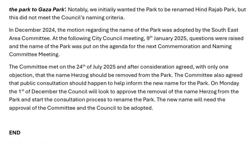 RebeccaO_K's tweet image. Statement from Irish Sport for Palestine and 1815fc’s Rename Herzog Park campaign giving accurate context that has been conveniently ignored by politicians and media. The misinformation, false accusations, and disproportionate reaction has been outrageous
@Sport4Palestine