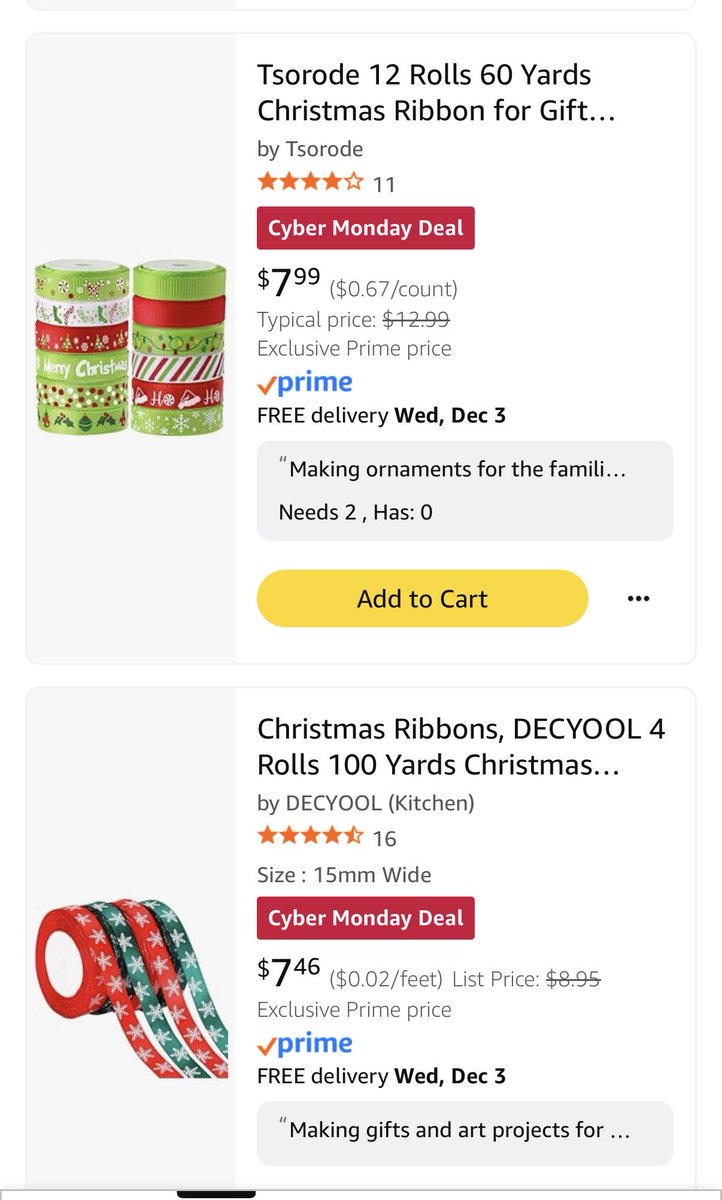 <a href="/BwcDeals/">BwcDeals</a> Kindergarten would love to get our hands on some ribbon! We make ornaments for the families and the ribbon is measured the height of each child. Placed in a bulb, add photo, bow, year! I already bought bulbs and bows! Need help with ribbon! It’s on sale! amazon.com/hz/wishlist/ls…