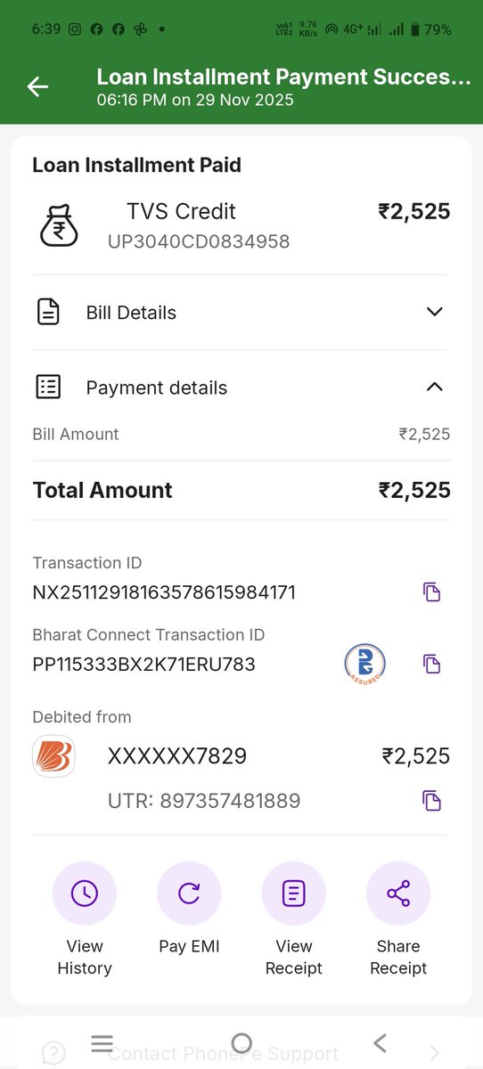 DurgeshKum64482's tweet image. @TVSCredit मेरा ₹2,525 EMI (29 Nov, शाम 6:16 बजे) जमा हो गया था, पर अभी तक अकाउंट अपडेट नहीं हुआ।
A/c: UP3040CD0834958.
Trans ID: NX25112918163578615984171.
UTR: 897357481889.
कृपया तुरंत अपडेट करें!
#TVSCredit #ResolutionNeeded