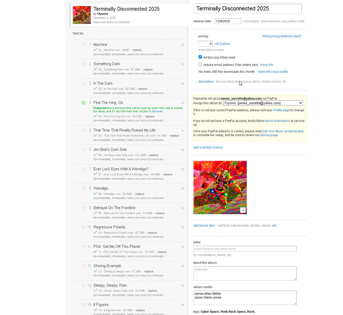clysmicband's tweet image. The album is uploading.  Listening party on Thursday!!!