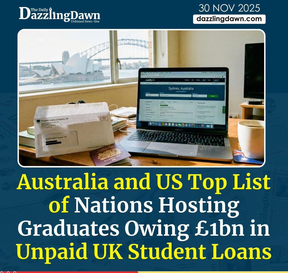 MunzerChowdhury's tweet image. dazzlingdawn.com/2025/11/30/aus…

Thousands of UK graduates living in Australia and the US are facing a government crackdown over £1bn in unpaid student loans.

#StudentLoans #UKExpats #StudentDebt #Australia #UKNews