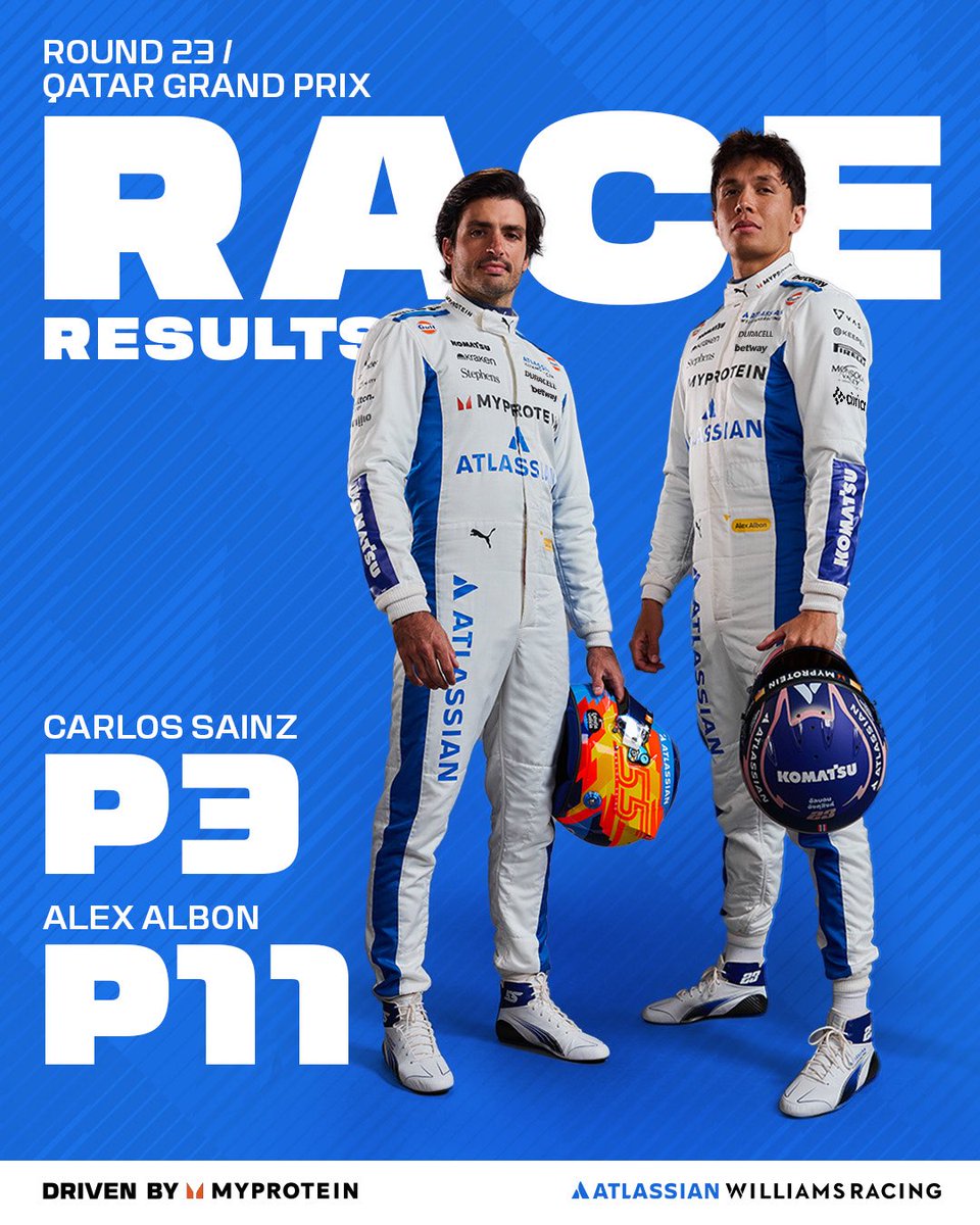 A SECOND podium of the season for Carlos and the team as we secure P3 and FIFTEEN World Championship points in the penultimate race of the season 🤩

Alex fought hard but ultimately it ends a disappointing weekend for him.

#DrivenByMyprotein <a href="/Myprotein/">Myprotein</a>