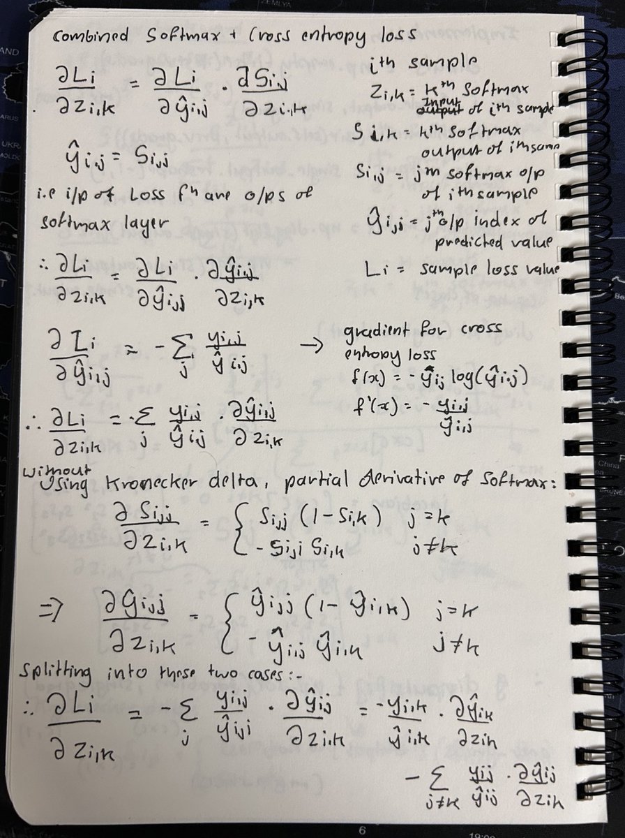 rohit_____04's tweet photo. Combined Softmax activation and Cross Entropy Loss
Fast and compact way to calculate gradients for softmax layer and cross entropy loss.

Reduces time for calculation by about 7 times.

Only one subtraction operation!!

Derivation: https://t.co/16mjLSfdfh