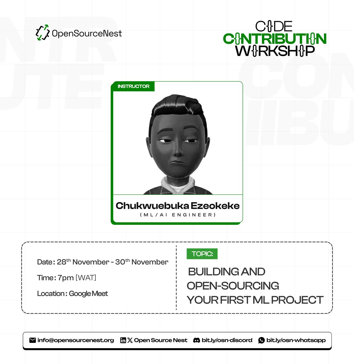 OpenSourceNest's tweet image. 🥳 Today is for AI/ML enthusiasts.

15 minutes from now, @ebukagaus would be showing us how to build and open source your first machine learning project.

Register now at luma.com/2asdd5dt

#OSNCampaign25