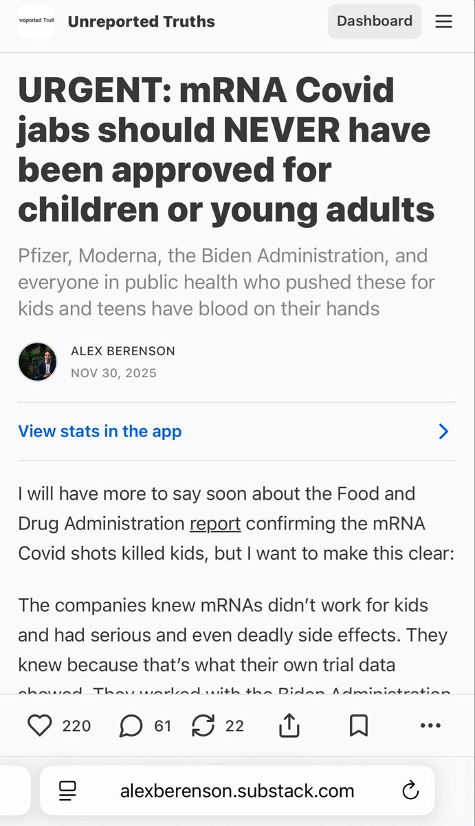 AlexBerenson's tweet image. New Unreported Truths with just some of the evidence the Biden FDA @pfizer @moderna_tx knew Covid jabs were dangerous for kids. 

I have waited almost FIVE YEARS for someone in power to pay attention to this data. Thank you @RobertKennedyJr for putting the right people in place