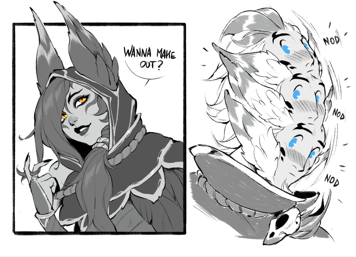 greeniris_'s tweet image. Nod Nod Nod 

#xayah #rakan