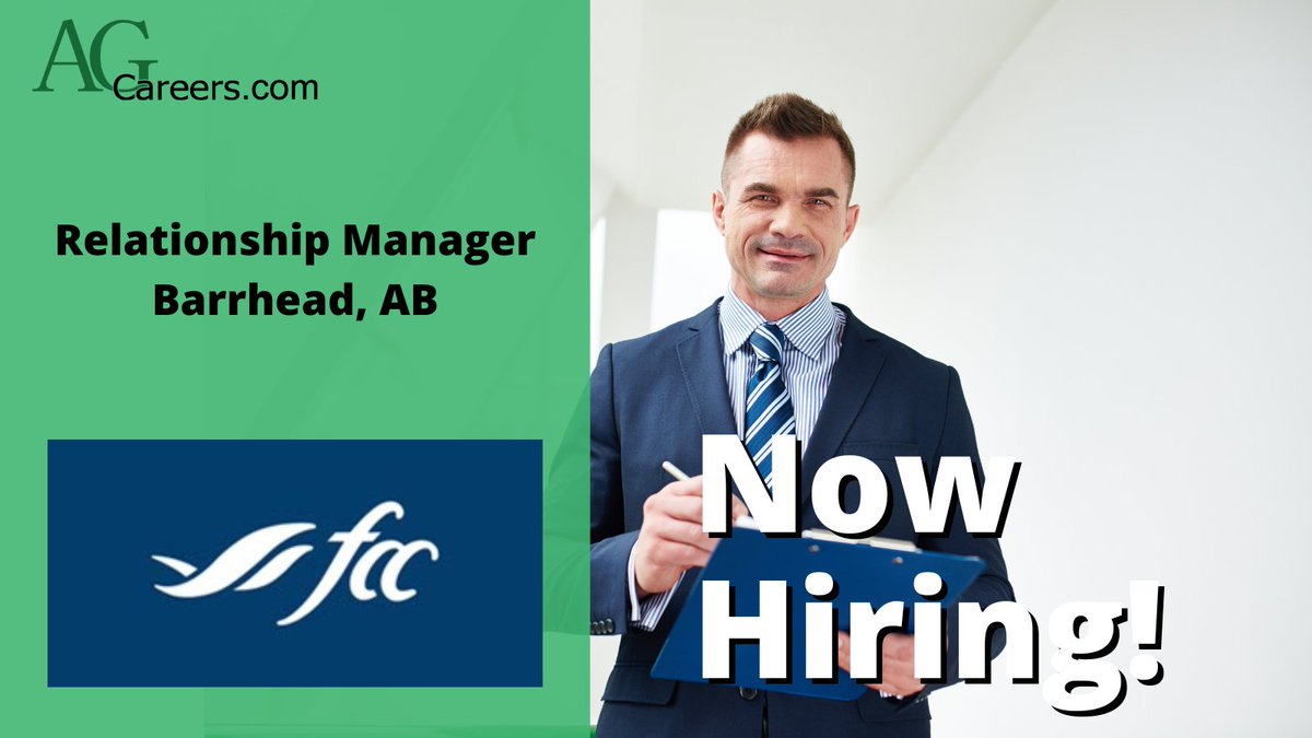 .<a href="/FCCagriculture/">Farm Credit Canada</a> is now looking to #HIRE a Relationship Manager in Barrhead, AB!

In this role, you will grow your ag finance and customer relationship skills by supporting producers and building tailored financing solutions.

Apply today on #AgCareers: 
ow.ly/pmVZ50Xz5Ca