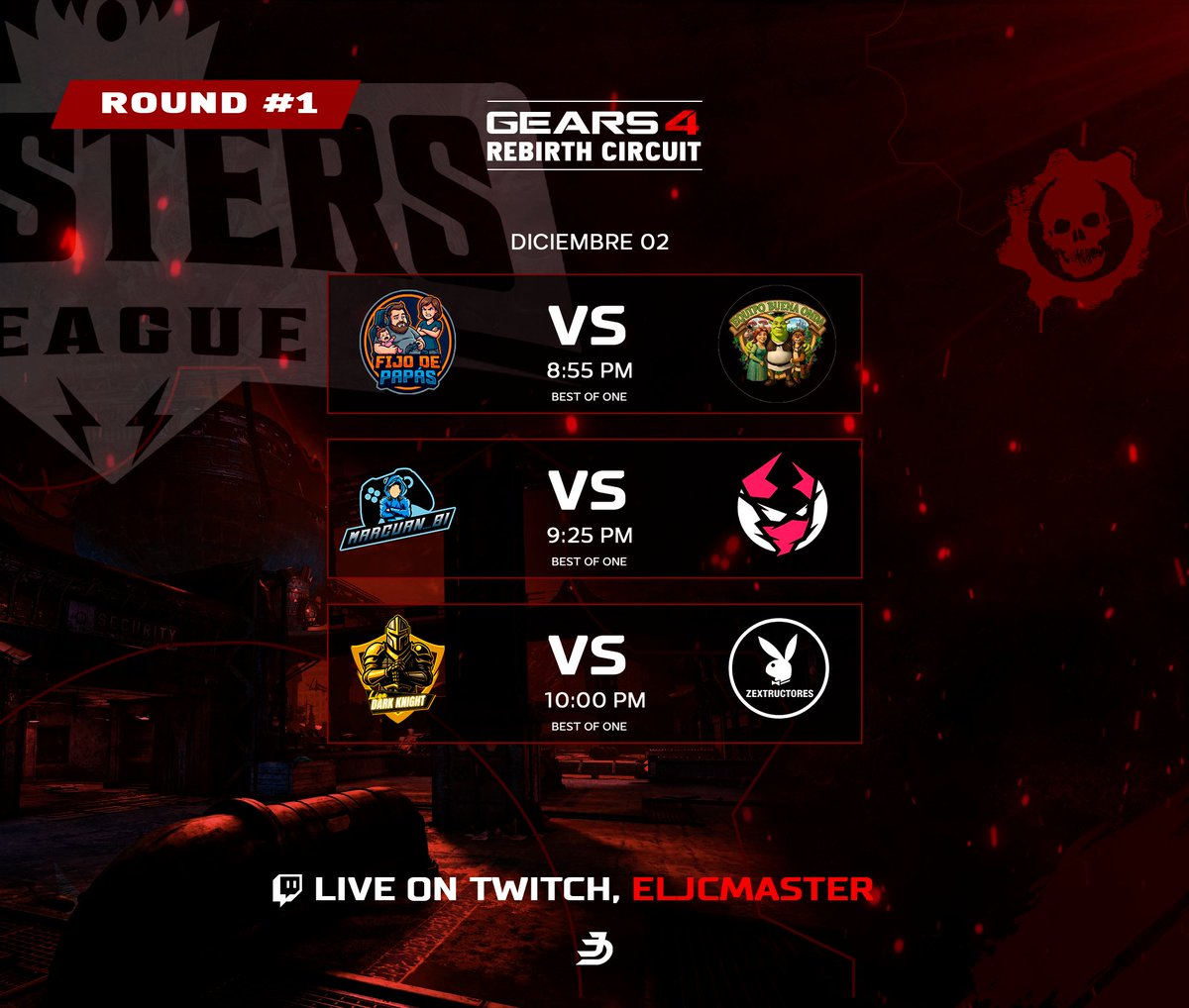MastersLeagueMX's tweet image. ROUND 1 ⚙️🔴
Dia 3 📅
@mviccp 🆚 @AfixGoatt
@Marcuan_81 🆚 @ManiacGG_
@DKNEMESIS98 🆚 @vFForgo

Nos vemos en transmisión 9 pm 📹😉
LIVE ON 🔴👇
TWITCH 🟪twitch.tv/eljcmaster
TIKTOK ⬛️ tiktok.com/@eljcmaster