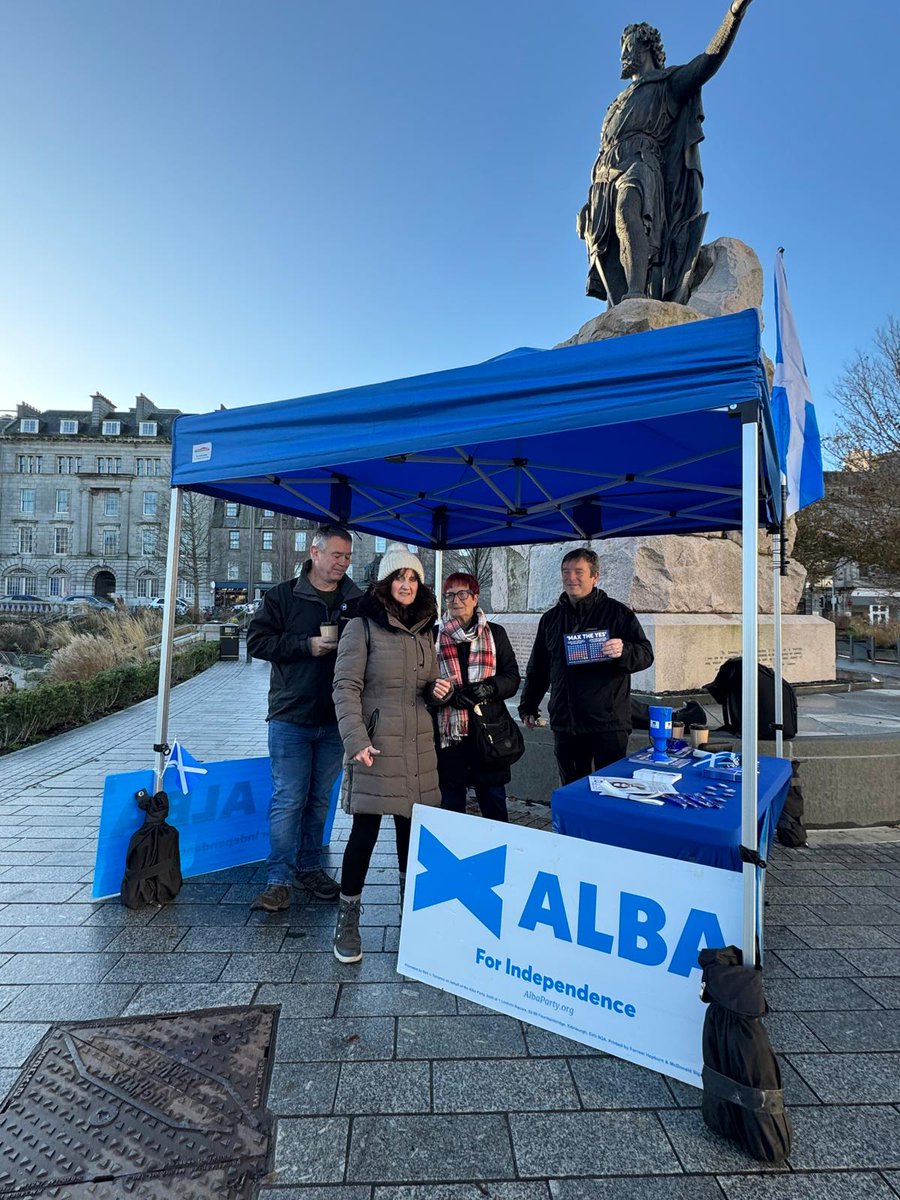 VoteCharlieAbel's tweet photo. Happy St Andrew’s Day from the Alba Aberdeen team! 💙  🏴󠁧󠁢󠁳󠁣󠁴󠁿
A brilliant turnout at the William Wallace statue this morning — real energy, real momentum, and real belief that Scotland’s future can be better than what we have now. 🎥 👇

More and more people are stopping by, joining the conversation, and recognising that support for independence is rising again. The message is clear:

👉 Scotland is crying out for change.
👉 The independence movement is growing.
👉 Max The Yes in 2026 is how we win.
By uniting the pro-independence vote, we can ensure the strongest possible mandate and put Scotland’s future firmly back on the agenda.
If you couldn’t make it today, share this post, spread the word, and help keep the momentum building. ✊💙

#StAndrewsDay #Aberdeen #AlbaParty #Independence #MaxTheYes #Scotland
 #ScottishIndependence #Yes2026 #ForwardForScotland