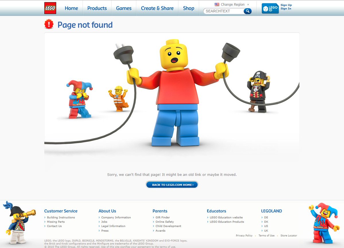 WebDesignMuseum's tweet image. Lego – Page Not Found in 2010    

#WebDesignHistory