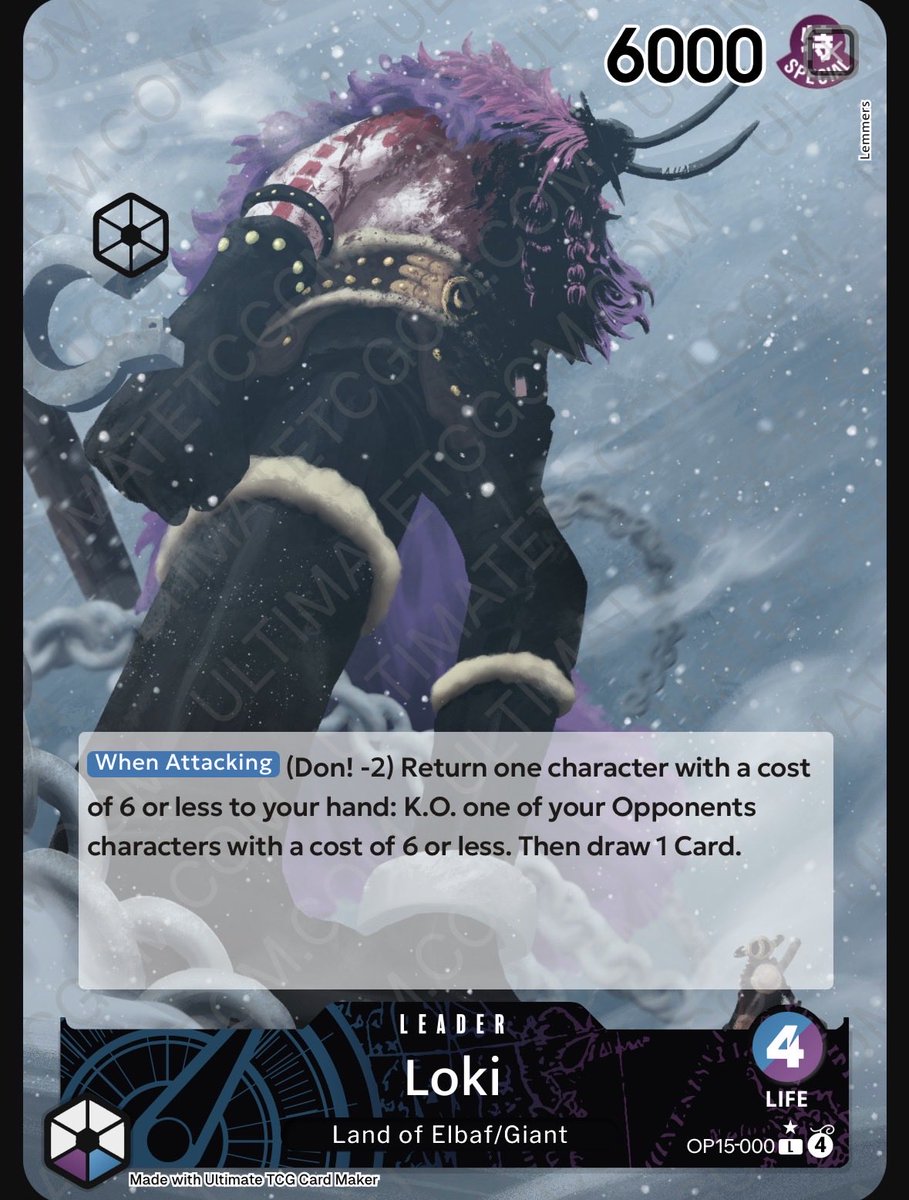 LemmersBrett's tweet photo. @maebatsu *Spoilers for non manga readers*

But I got giddy at the idea of an Elbaph themed set and came up with this idea for a leader. https://t.co/m7RbUMyvlu