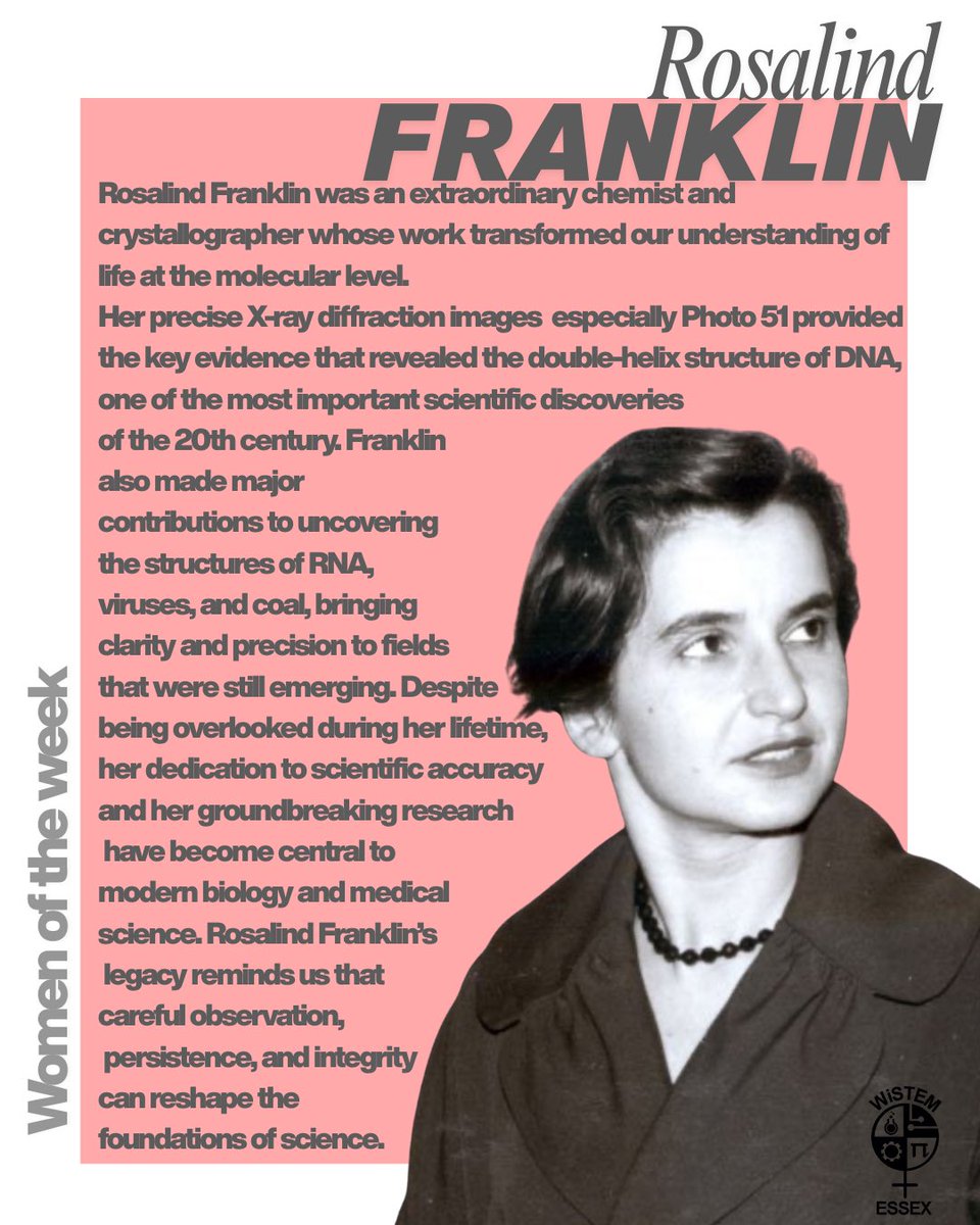 Women of the week: Rosalind Franklin 

She was an extraordinary chemist and crystallographer whose work transformed our understanding of life at the molecular level.