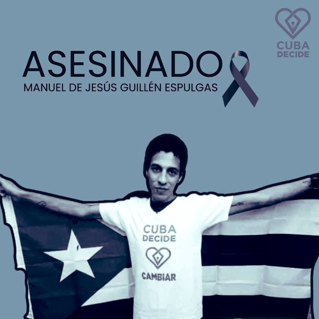 RosaMariaPaya's tweet image. Hoy hace un año que los guardias de la dictadura mataron a golpes a Manuel de Jesús Guillén (29), en prisión por caminar gritando libertad el 11 de julio del 2021.

Su nombre para siempre en la historia🇨🇺

Su asesinato es responsabilidad de @DiazCanelB y su Ministro del terror,…