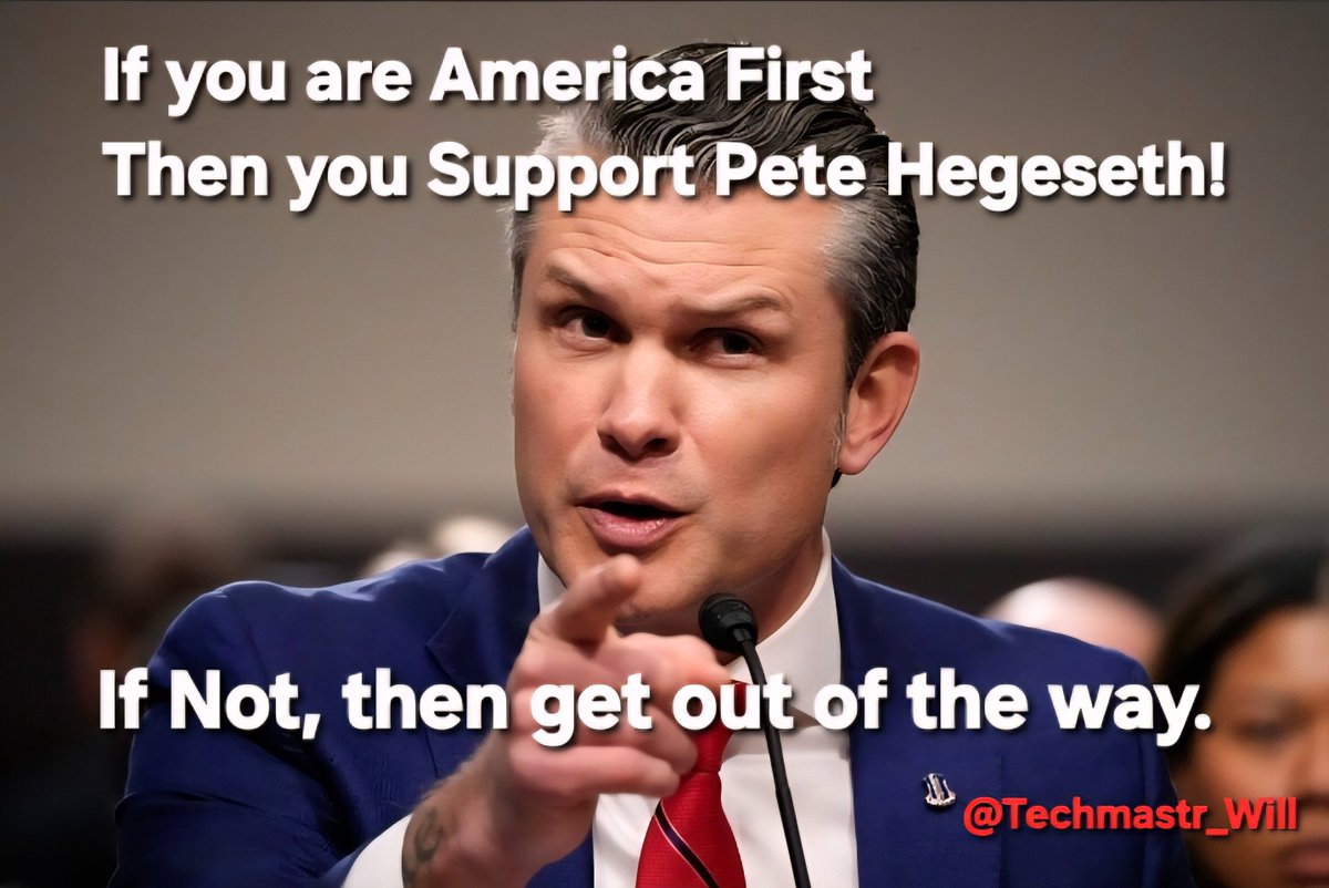 techmastr_will's tweet image. Let me Make it Simple!
If you are America First, then you Support Pete Hegeseth. If Not...