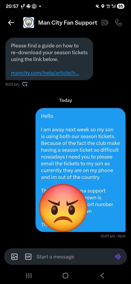 <a href="/ManCity/">Manchester City</a> why are you ignoring my request to help my son use our paid for season for next weeks match?