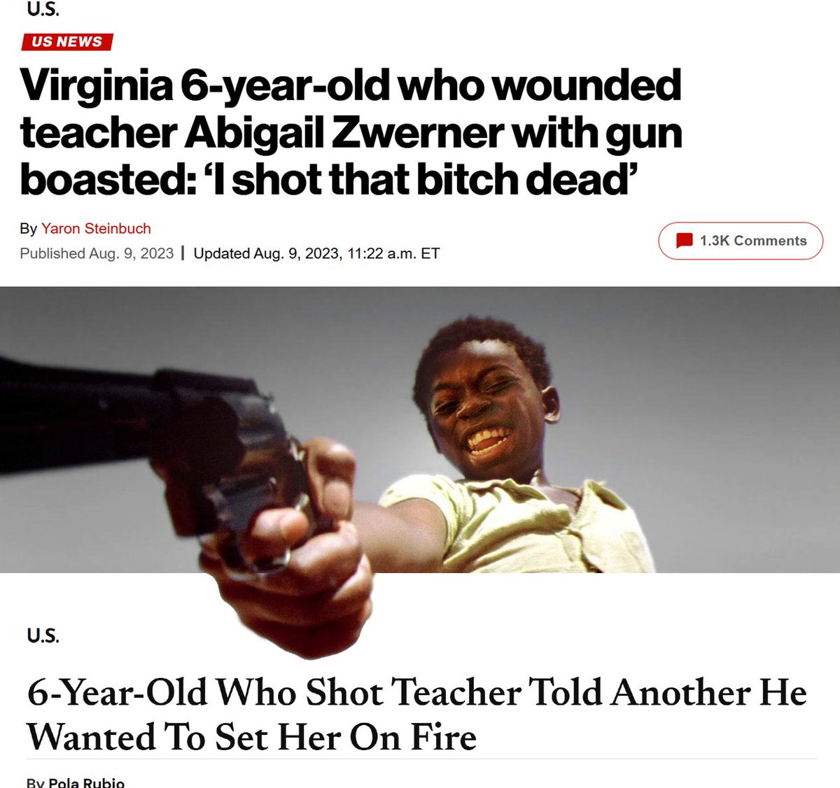 "Virginia 6 year olds" are more dangerous than White adults