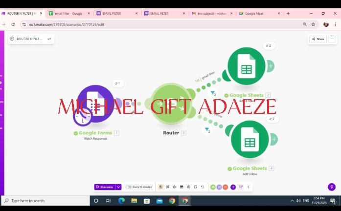 GiftMichae32951's tweet image. my deliverABLES featuring ( FILTER BY MAKE)

A clean data sheet 

GOOGLE FORM - GOOGLE SHEET 

Email ( Gmail )to Gmail (sheet 1)

Email ( Yahoo) to Yahoo( sheet 2)

MAKE.COM

#Nocodeautomation
#lowcodeautomation
#MAKe.com