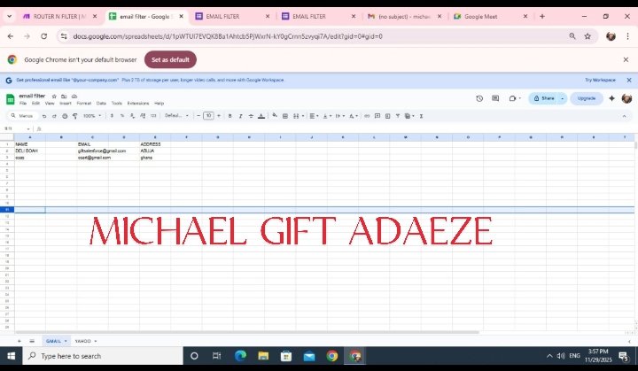 GiftMichae32951's tweet image. my deliverABLES featuring ( FILTER BY MAKE)

A clean data sheet 

GOOGLE FORM - GOOGLE SHEET 

Email ( Gmail )to Gmail (sheet 1)

Email ( Yahoo) to Yahoo( sheet 2)

MAKE.COM

#Nocodeautomation
#lowcodeautomation
#MAKe.com