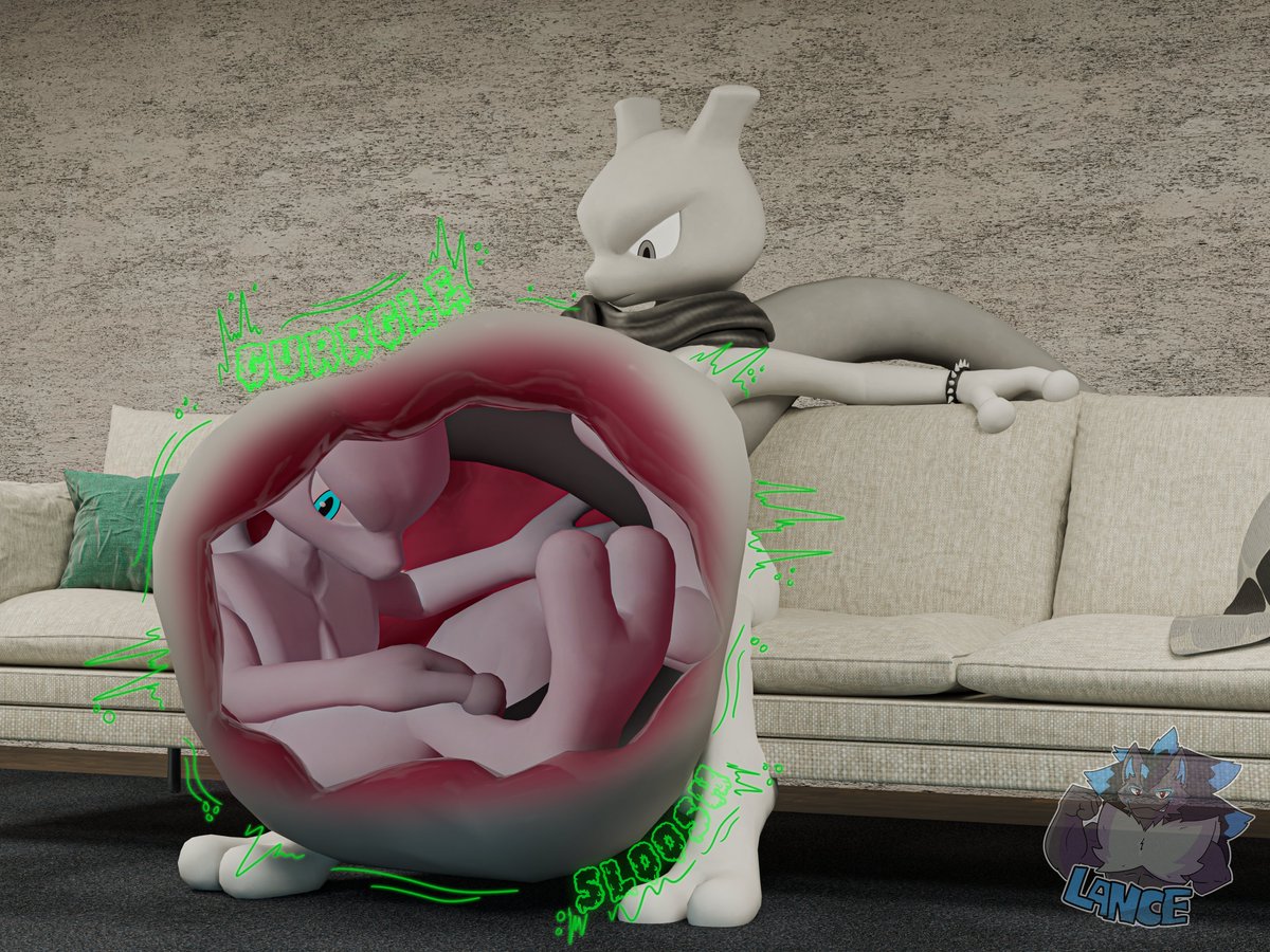 HungryCario's tweet photo. When i needed rest this isnt what i hecking ment you goober..
Silly commission for @KaiTheRikkor of his mewtwo nomming mine (still not what i ment!)
Thanks for commissioning! <3
#vore #mewtwo #commission #b3d #furryart #pokemon https://t.co/5m5aL0ziBj