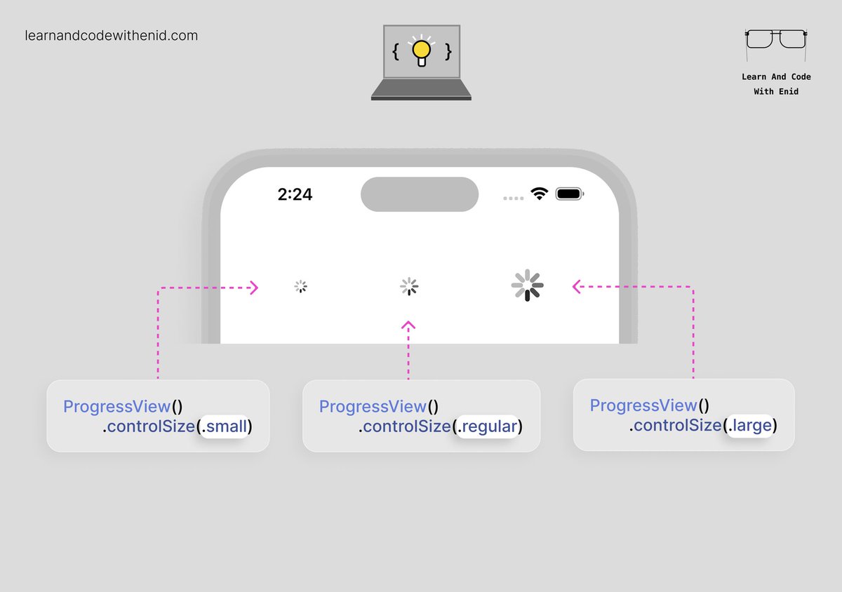 ios_dev_alb's tweet image. SwiftUI Tip 💡

Did you know? You can change the size of a circular ProgressView using the controlSize() modifier.

→ learnandcodewithenid.com
