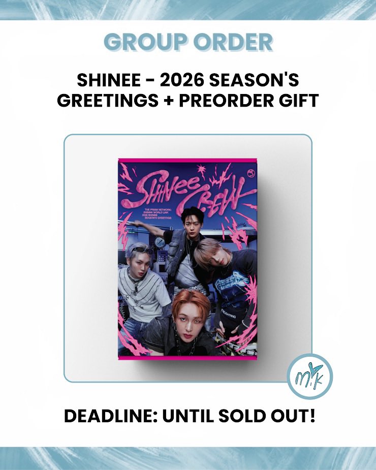 MIK_GO2's tweet image. 🇮🇹🇪🇺[#GO] #SHINEE - 2026 Season’s Greetings + Preorder Gift

@MIK_GO2 x @SHINeeItalia_ 🫶🏻

💶57€

📦KR/ITA SHIPPING and CUSTOMS INCLUDED

‼️Deadline: until sold out!

😚Garanzia al 100% fino a casa vostra

🇮🇹🇬🇧Modulo da compilare/form

forms.gle/xaMYTny5mdGU4z…

#shineegrouporder