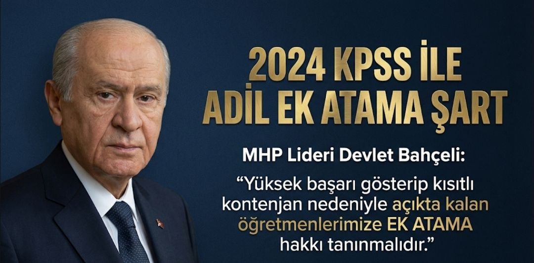 Bu haklı davamızda 2024 KPSS puanıyla 25 bin ek atama için sonuna kadar mücadele edeceğiz. <a href="/dbdevletbahceli/">Devlet Bahçeli</a> <a href="/EBSAnkara1/">EBS Ankara 1</a> <a href="/tcmeb/">Millî Eğitim Bakanlığı</a> <a href="/Burhan_Kayaturk/">Burhan Kayatürk</a> #Külliye2024KpssEkYirmiBeşBin