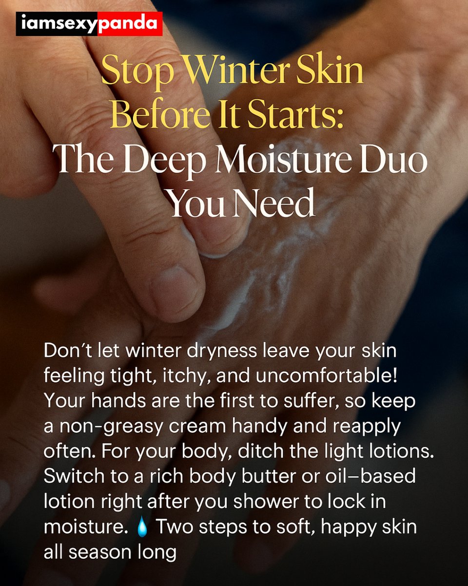 Hands Don’t Lie: Winter Protection You Need ❄️🤲

Keep a non-greasy hand cream on you, and apply thick body butter after showering to beat dryness, itch, and tight skin. Comfort fits this season too.

#iamsexypanda #WinterDryness #BodyButter #HandCream #DeepMoisture