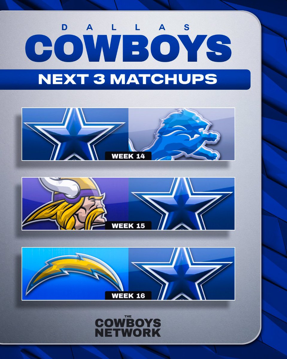 #DallasCowboys next 3 matchups. How many wins will Dallas have over their next 3 games?