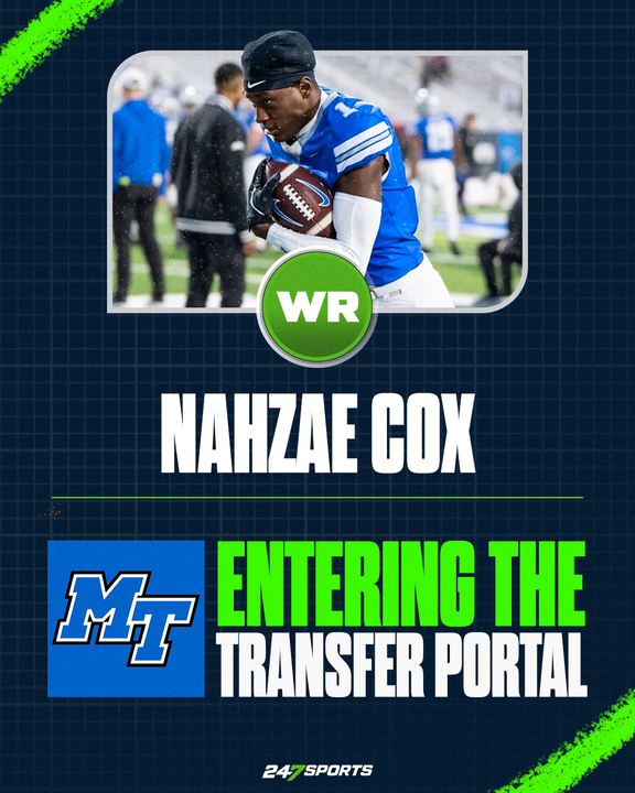 Middle Tennessee WR Nahzae Cox plans to enter the portal, sources tell <a href="/mzenitz/">Matt Zenitz</a> and I for <a href="/247Sports/">247Sports</a>. 

The 6-foot-3, 200-pound WR posted 40 catches for 473 yards and 5 TDs this season. 

247sports.com/season/2026-fo…