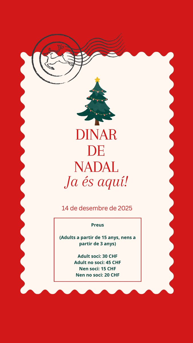ccatalabasilea's tweet photo. Benvolguts i benvolgudes,
El dinar de Nadal ja és aquí i us podeu apuntar al següent formulari: 
https://t.co/JbkGCrMENz https://t.co/SxUIHiHH57