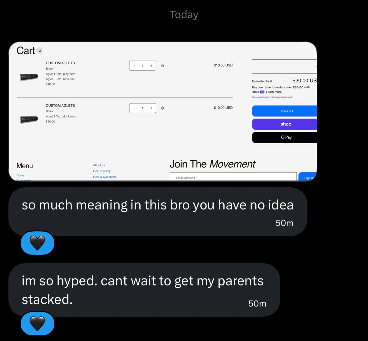 builtbyeli's tweet image. It’s messages like these that mean everything to me. Aglets is bigger than me. I want people to be reminded of what’s important to them. Remember why they’re doing what they’re doing. A reminder to keep going. 

A life without purpose is a life wasted. 

Can’t wait to get these…