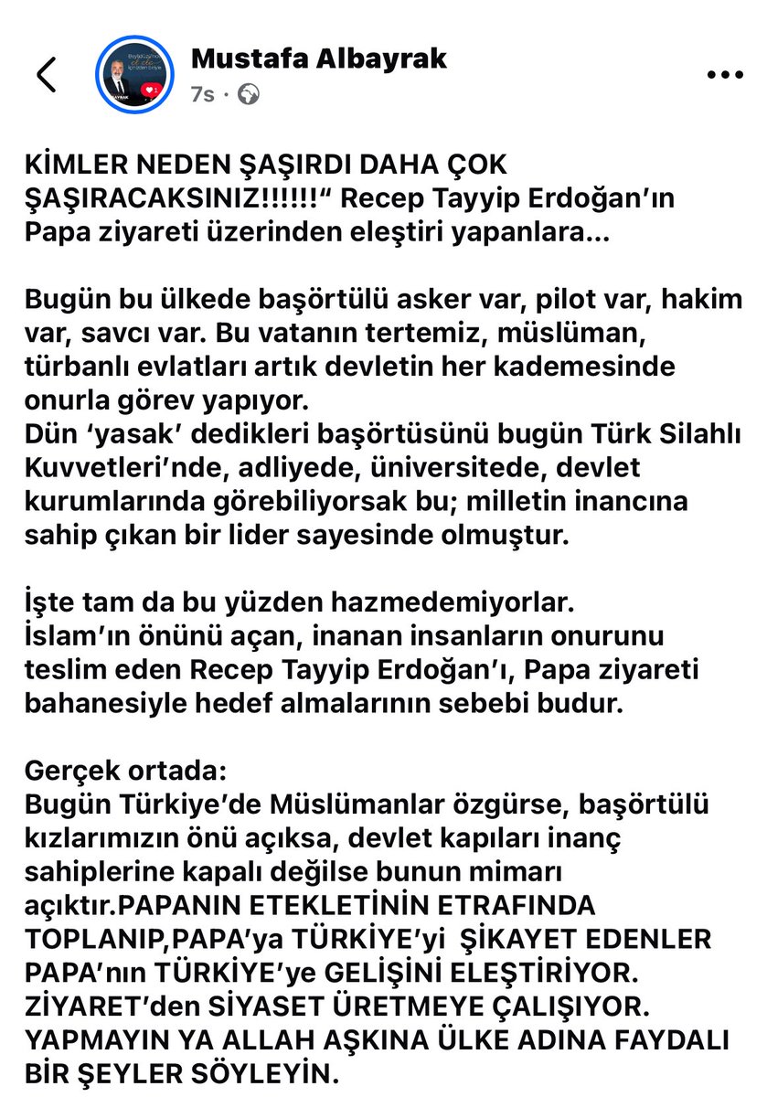 mstafaalbayrak's tweet image. Kimler neye neden ne için şaşırıyor? Kim niye papanın hangi ilahi ile karşılanmasına takıldı?
