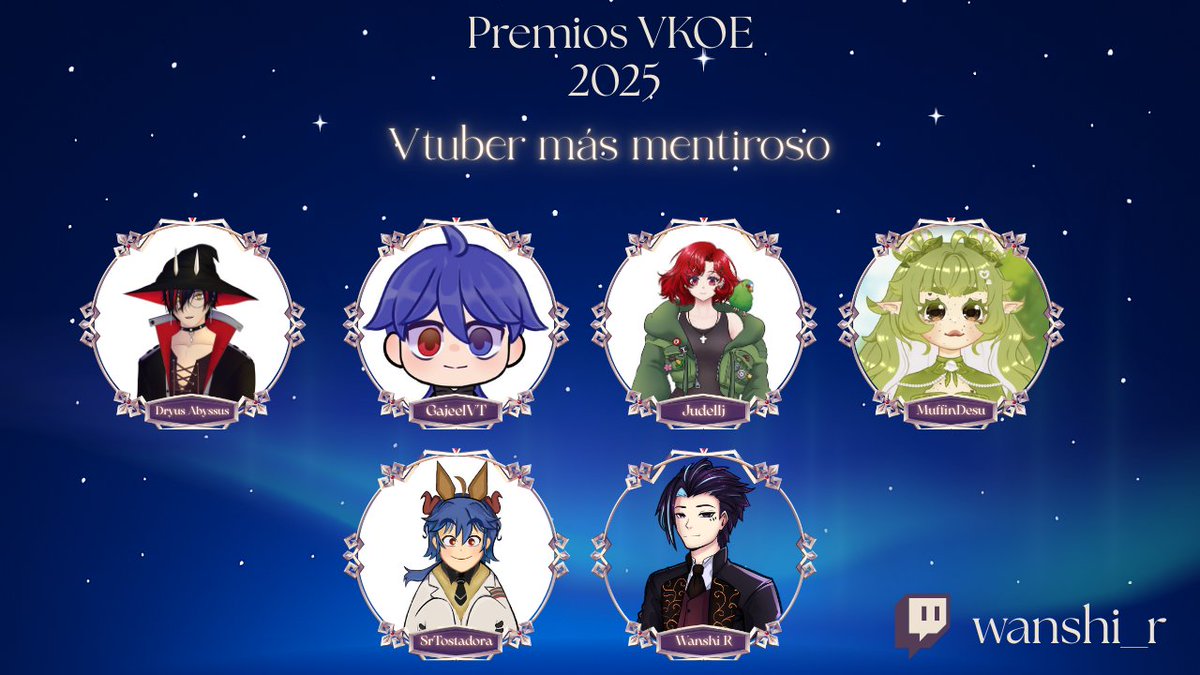 💫Nominados Premios Vkoe 2025💫🏰

✨Categoría: Vtuber más mentiroso

Aprovechamos para felicitar a <a href="/muffin_desu/">Muffin Desu ♡</a> por su redebut 🎉🎉🎉 De parte del equipo de Vkoe te mandamos un gran abrazo 🫂

Vota por tu vtuber favorito aqui: docs.google.com/forms/d/e/1FAI…

💕Conoce a los nominados: