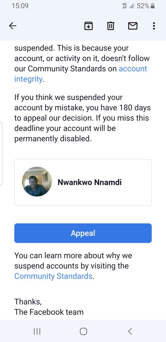 ndmams's tweet photo. @finkd 
 I connect mostly with family and friends.

Please I plead your help and intervention with a thorough review and restoration of my Facebook account .  

Thanks 

Nwankwo Nnamdi https://t.co/zROTV0Je0e