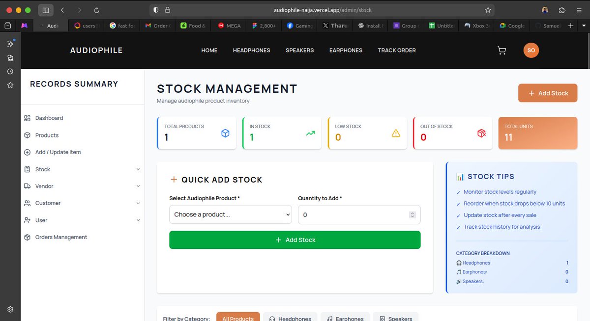 Psalmc0des's tweet image. Audiophile-Naija
This project features a clean UI, fast performance, real-time data handling, and a smooth shopping experience for audio lovers 🎧🔊

Live Demo 👉 audiophile-naija.vercel.app/admin/dashboard

More builds loading… ⚡
#Nextjs #Convex #TailwindCSS #React #FrontendDev #Ecommerce