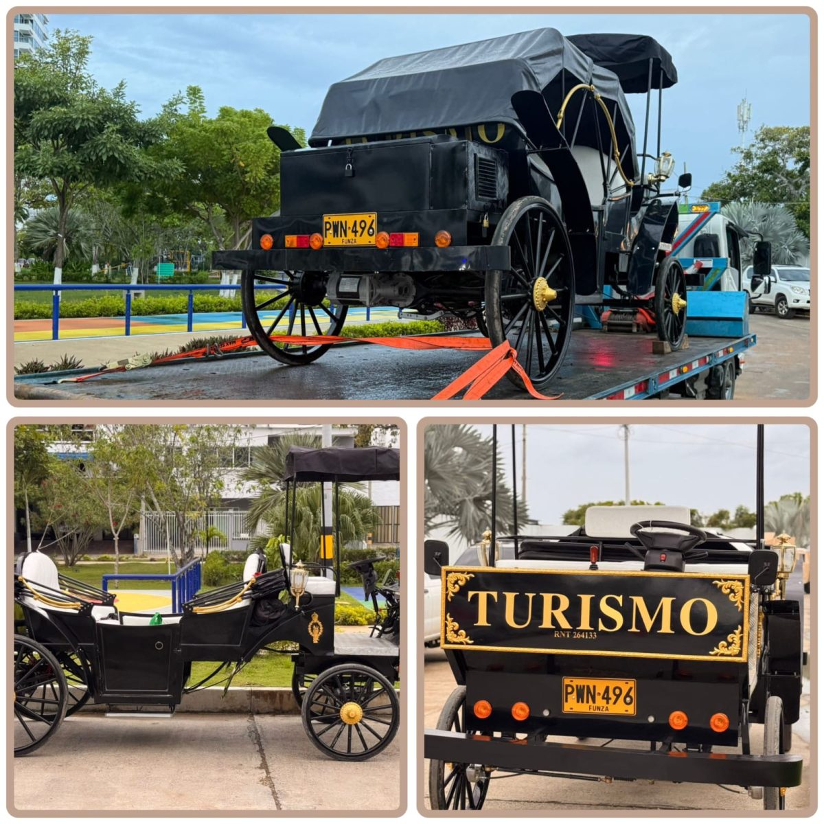 Estaban rodando en #Cartagena estos carruajes que no hacen parte del proceso de sustitución de caballos cocheros a coches eléctricos, que lideramos desde la <a href="/AlcaldiaCTG/">Alcaldía de Cartagena</a>. El <a href="/DATT_Cgena/">DATT de Cartagena</a> inmovilizó tres (3). 

El Proyecto, que contó con la participación del <a href="/MinTransporteCo/">MinTransporte</a> en lo
