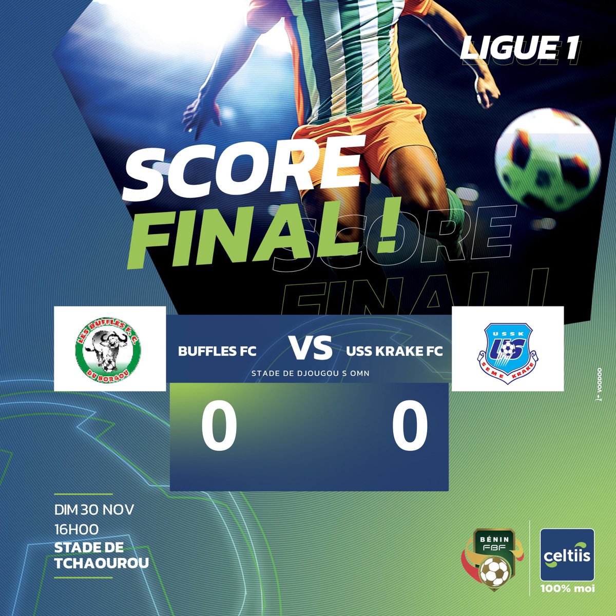 Fin de match

Buffles FC et Uss Krake FC se sont livrés un match intense, engagé, sans rien lâcher 🔥⚽️

Au final, personne n’a réussi à prendre le dessus… score nul, mais gros spectacle !

#CeltiisLiguePro #1erOperateurGlobal  #Celtiis100PourCentMoi  #Matchday