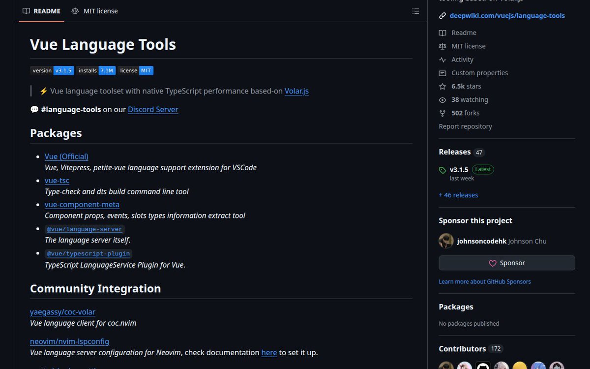 BehnamEbrahimi's tweet image. Supercharge your Vue workflow with lightning-fast language tools powered by Volar.js ⚡

⭐ 6.5K • 🍴 502 • 📜 MIT • TypeScript

github.com/vuejs/language…