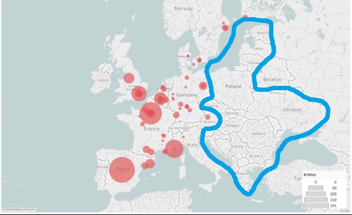 Todesopfer islamistischer Terroranschläge in Europa zwischen 2004 und 2019.

Da stellt sich die Frage, was haben die Länder im blauen Kreis nur anders oder sollte man besser sagen, richtig gemacht?

WISSEN SIE ES❓