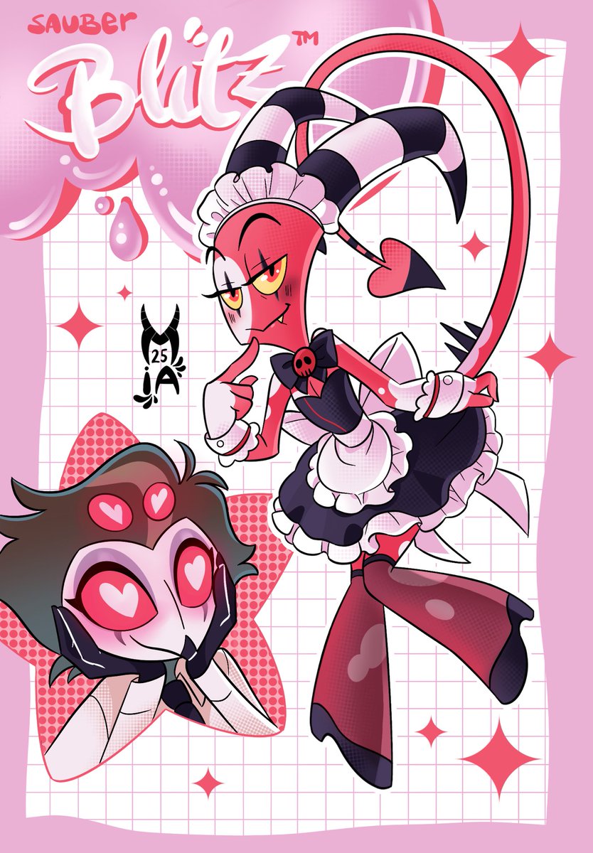 EdensFall's tweet image. There is this German phrase „Blitz-sauber“ which means ultra clean, and it made me think of Blitzø in a maid outfit 🩷

#blitzø #stolas #stolitz #helluvaboss #hellaverse