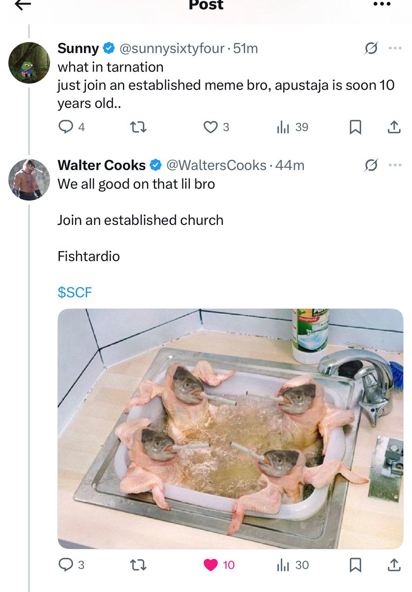 Idiot sandwich of the day

<a href="/sunnysixtyfour/">Chaplain Sunnystaja</a> 

Let’s get some smoking chicken Fs in the chat for him

Fishtardio

$SCF